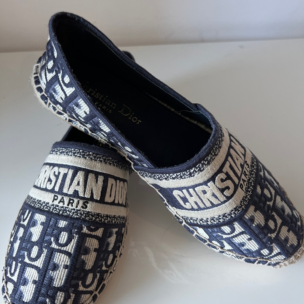Dior Navy and Cream Espadrilles